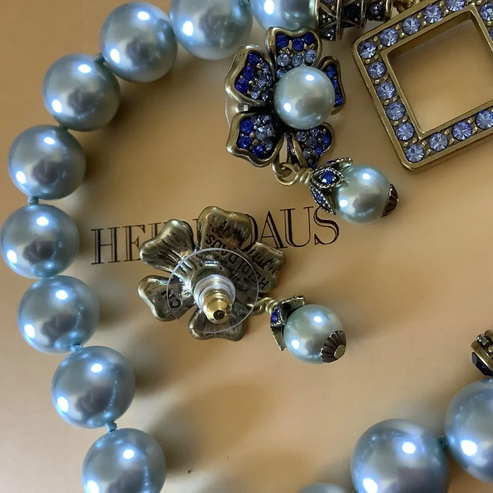 Heidi Daus Set Crystal Beaded Bracelet And Earrings Light Sapphire